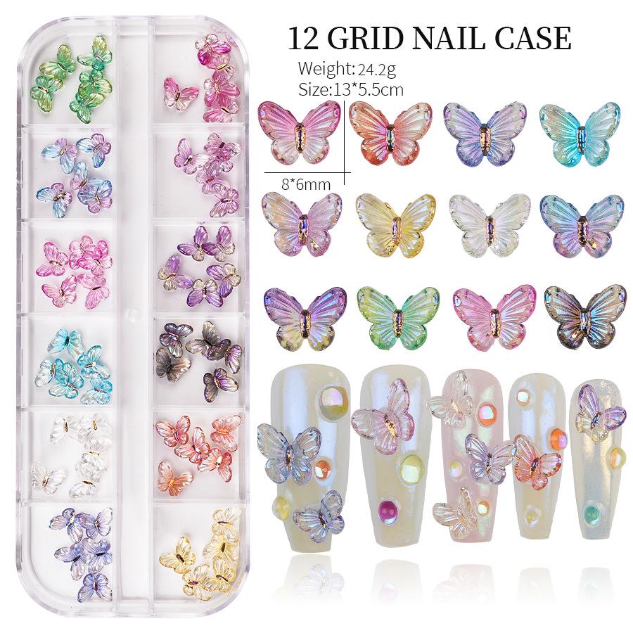 

Iridescent 3D Butterfly Resin Nail Art Rhinestone Set