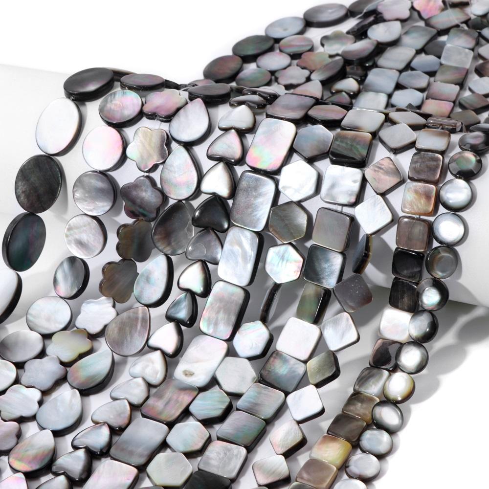 Natural Shell Gray Black Mop Beads Loose Mother of Pearl Shell Beads Charm DIY Bracelets Earrings Jewelry Accessories Wholesale