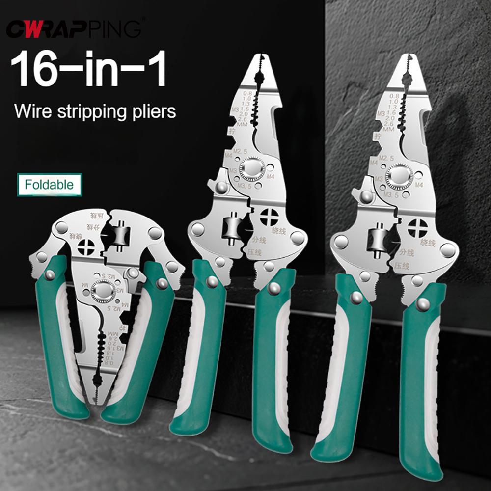 Professional Electrician Multi-Function Wire Stripper Plier 16-In-1 Wire Splitter Wire Winding Pliers Crimping Pliers Hand Tool
