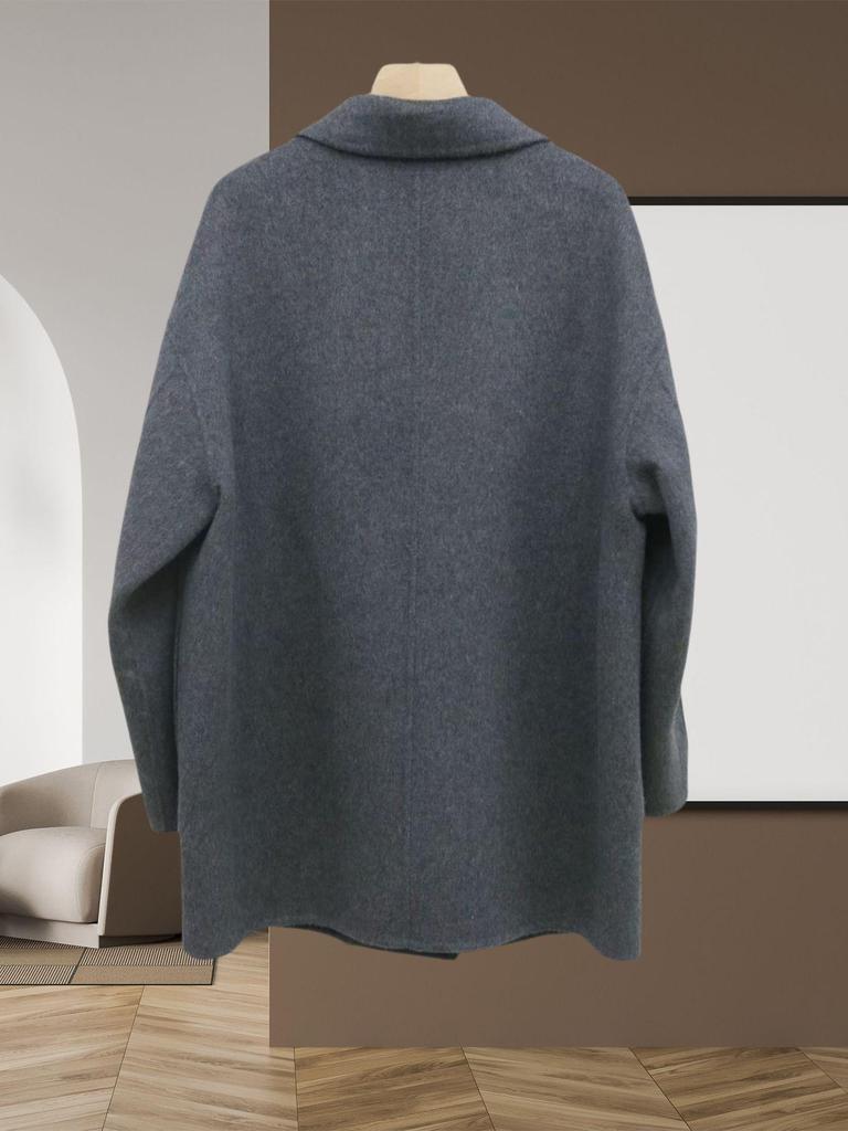 Women's Mid-Length Double-Breasted Wool Coat - 2025 Autumn/Winter Collection, Suit Collar, Commuting Style