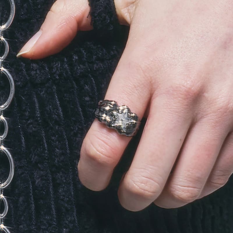 SENTIMENTS NO.323 [BLACK] GEOMETRY STAR RING