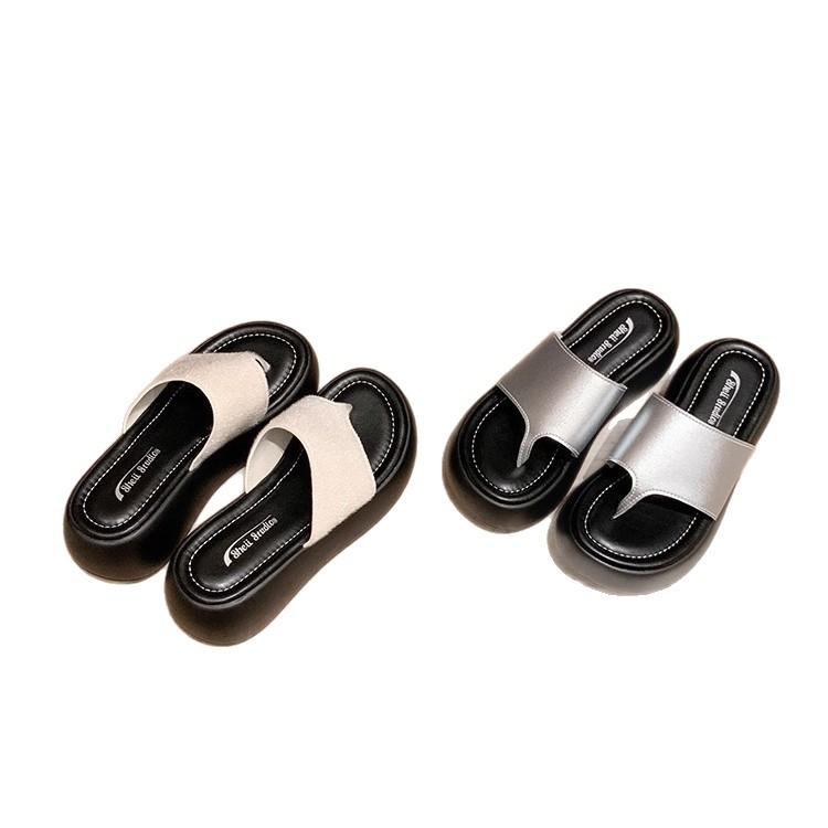 Su Yinyin's same bubble mop~ 6CM heightened thick-bottomed beach vacation flip-flops women's versatile sandals to wear outside summer