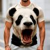 Men's 3D Animal Panda Open Mouth Screaming Print T-shirt Funny Short Sleeve T Shirt Fashion Casual Crew Neck Top Summer Clothing