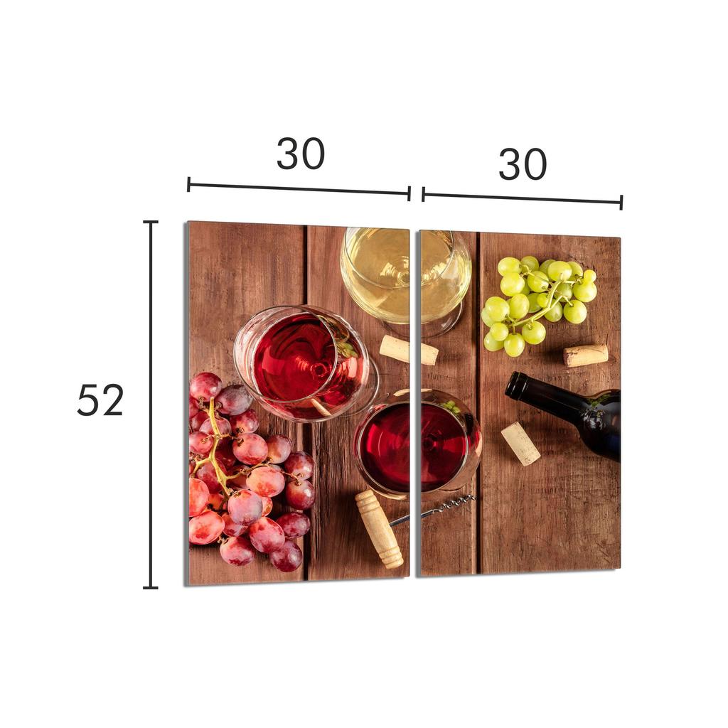 Szklana płyta ochronna na kuchenkę 2x30x52 Wino