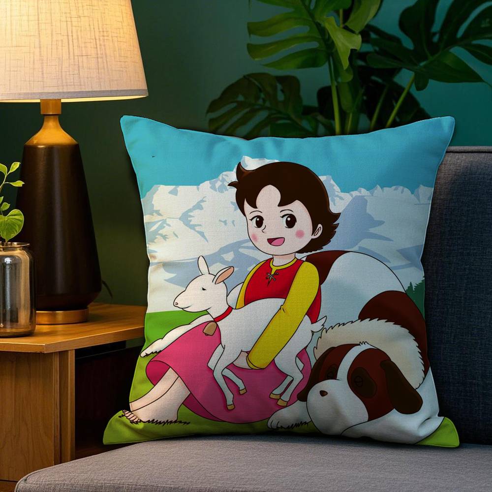 Film H-Heidi Mädchen Kissenbezug Sofa Wohnzimmer Schlafzimmer Beidseitiger Druck Quadratisches Kissen Nickerchen Kissenbezug