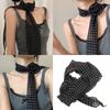 Silk Like Long Scarf Elegant Neck Decoration with Round Dot and Rose Flower Pattern for Fashion Forward Women