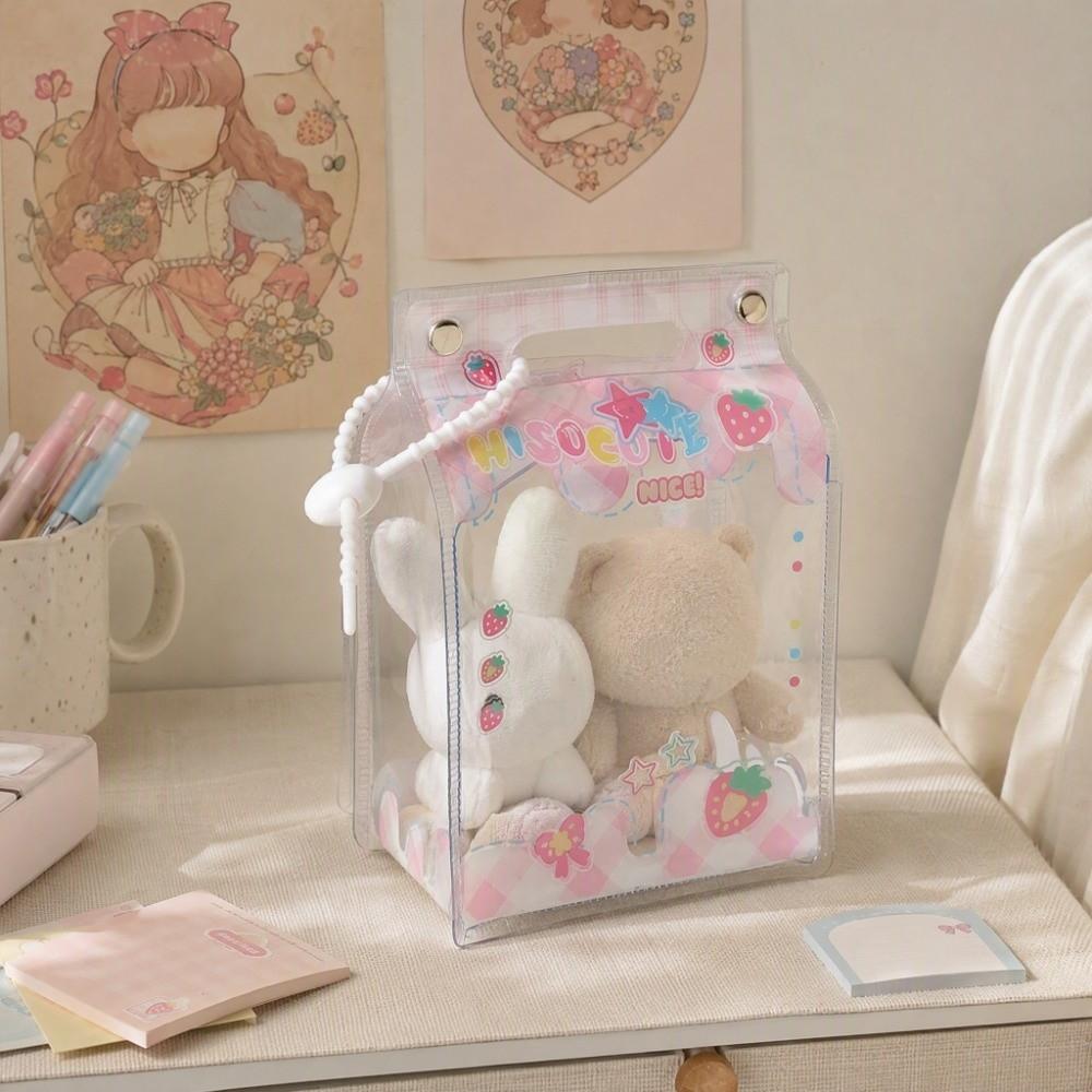 PVC Material Milk Box Doll Storage Bag with Clear Window Doll Display Bag  Backpack Pendant