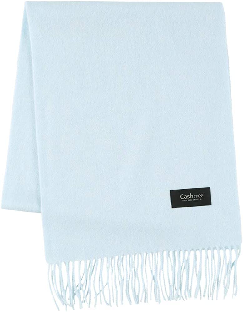 Supreme Quality Cashmere Basic Wave Cashmere Scarf Solid Color Blue [Cashmee] 100% "ciel" (Aqua (D3127))