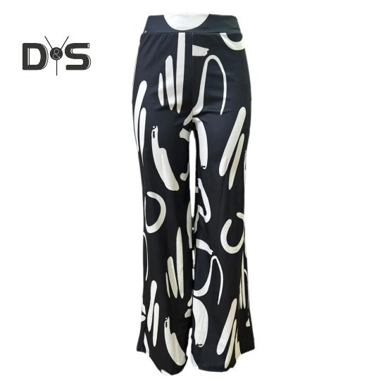 Dámské Kalhoty Oversized Široká noha Elastická Vysoký pas Ležérní Kalhoty Retro tisk Volný střih Dlouhé kalhoty Streetwear