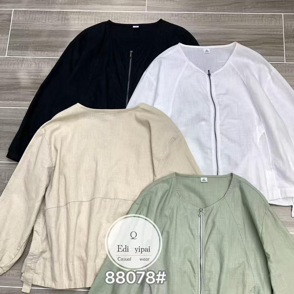 Ed1116 Summer New Women's Crew Neck Japanese Cotton and Linen Shirt Loose Shirt Top Cardigan Literary Casual