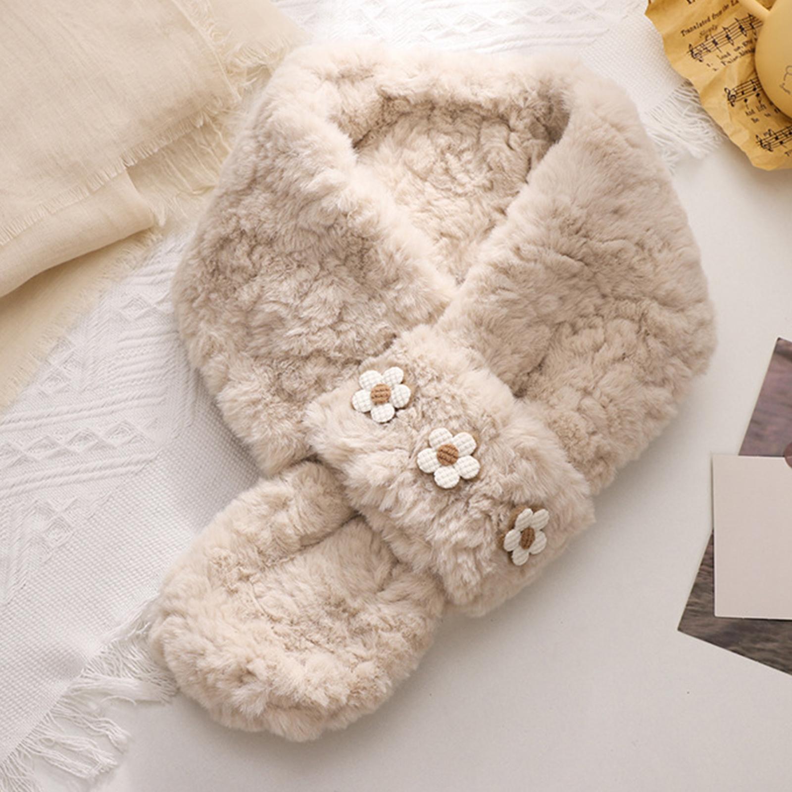

Ladies Scarf Cute Small Flower Thickened Warm Embossed Cross Neck One Size