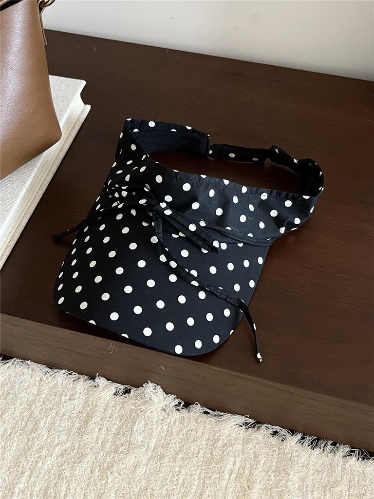 Koreanische Polka Dot Krawattenband Leeres Top Visierhut 2026 Neuer Sommer Süß Vielseitig Outdoor UV Sonnenschutzhut für Damen