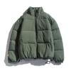 Men's Winter Men's Stand-up Collar Solid Color Padded Jacket Clothes Simple Loose Casual Jacket European and American