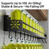 Black Wall Mounted No-Punch Large Capacity Storage Utensils Metal Kitchen Shelf Skeletonized Drainage Design Easy To Clean