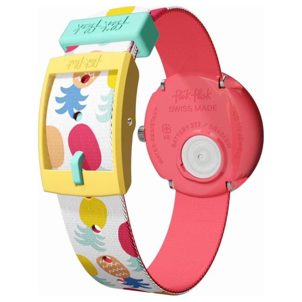 SWATCH Flik Flak Feifei series quartz movement 30M waterproof children's Swiss watch 32mm white dial plastic case nylon strap ZFBNP110