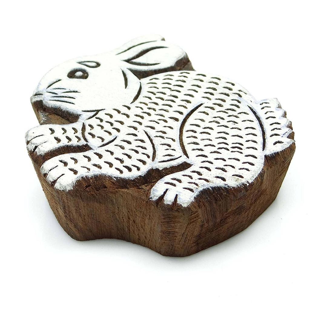 Rabbit Wooden Printing Blocks Decorative Indian Stamp Hand Carved Block
