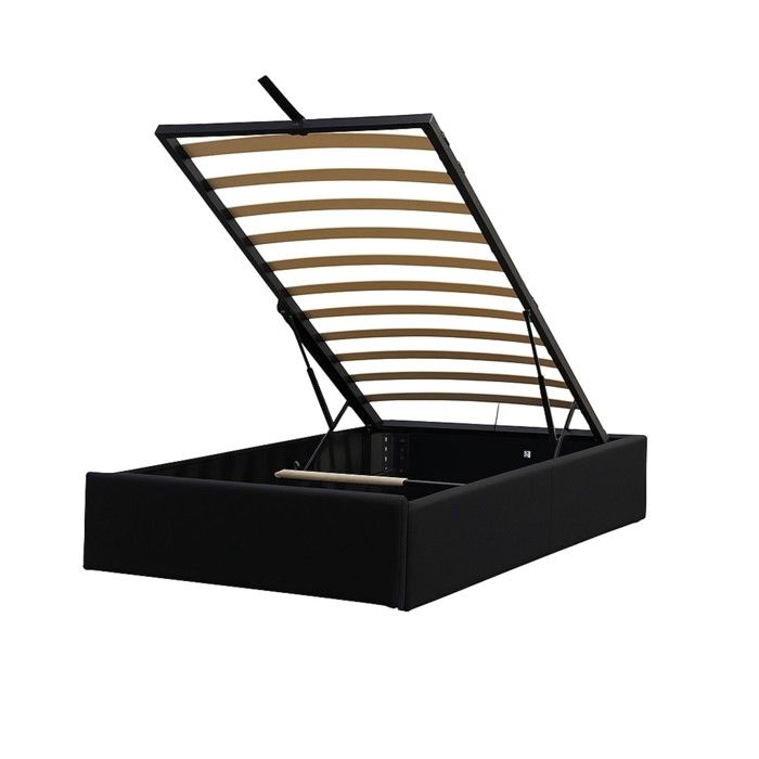 Lit Coffre Manon 90x190 cm Noir 12 Lattes Design Moderne - MANON NOIR