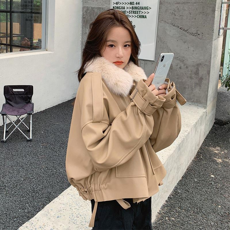 

Пай преодолеть кожаная куртка женская осень и зима новая свободная бархатная утолщенная короткая хлопковая одежда для маленьких мужчин 3XL 145-80 kg