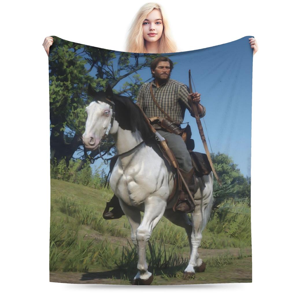 Arthur Morgan Baby Mädchen Gestrickte Decke Flanell RDR2 Spiel Super Warme Überwurfdecke für Draußen Reisen Schlafzimmer Steppdecke