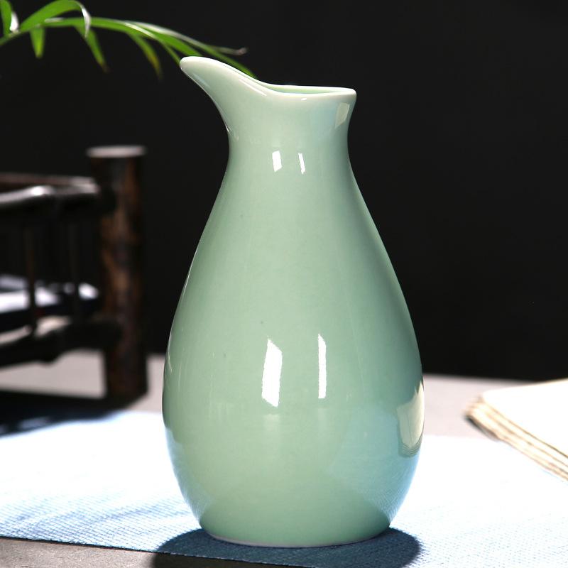Ręcznie robiony zestaw do sake w kolorze celadon, styl japoński, ceramiczny, 1 karafka, 8 filiżanek, na formalne okazje, kolekcjonerski