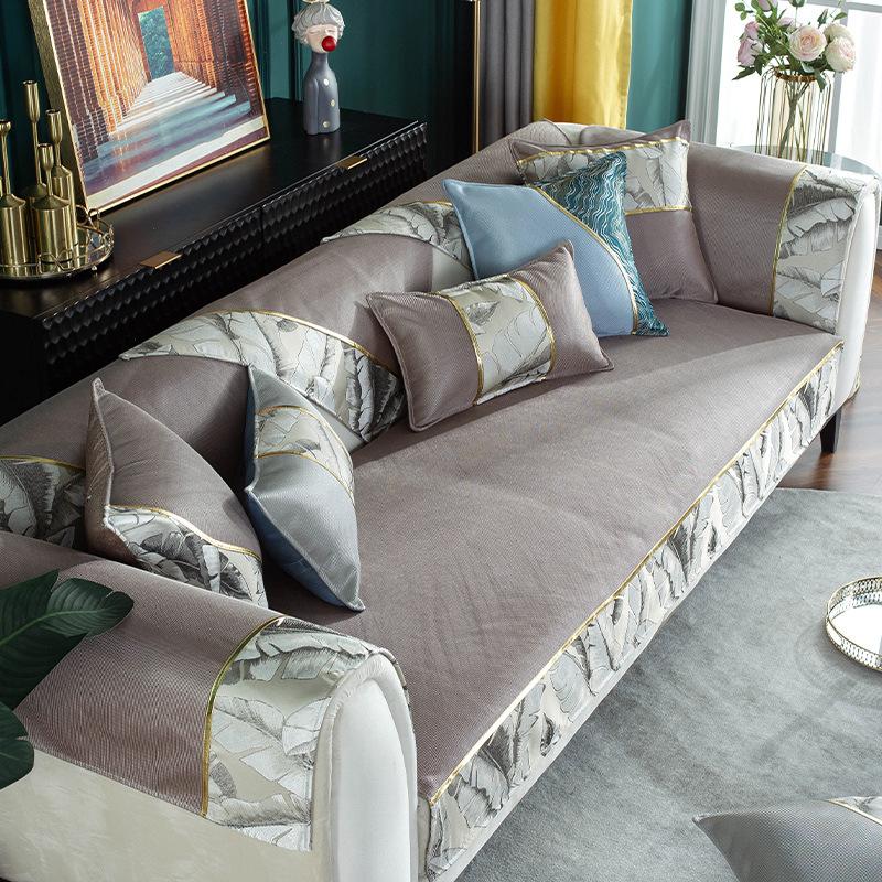 Summer Ice Silk Sofa Cushion Non-Slip Simple Modern Combination Sofa Cover Cloth Summer Wash Seat Cushion for Summer Rattan Mat