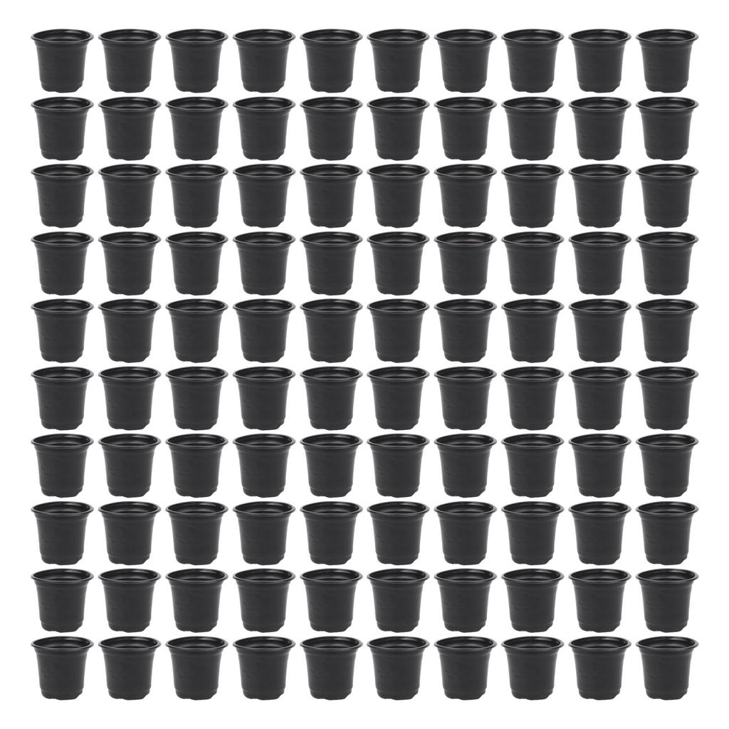 Bulk Set of 100 Black Plastic Flower Pots for Gardening Effective for Succulents and Small Plant Transplanting