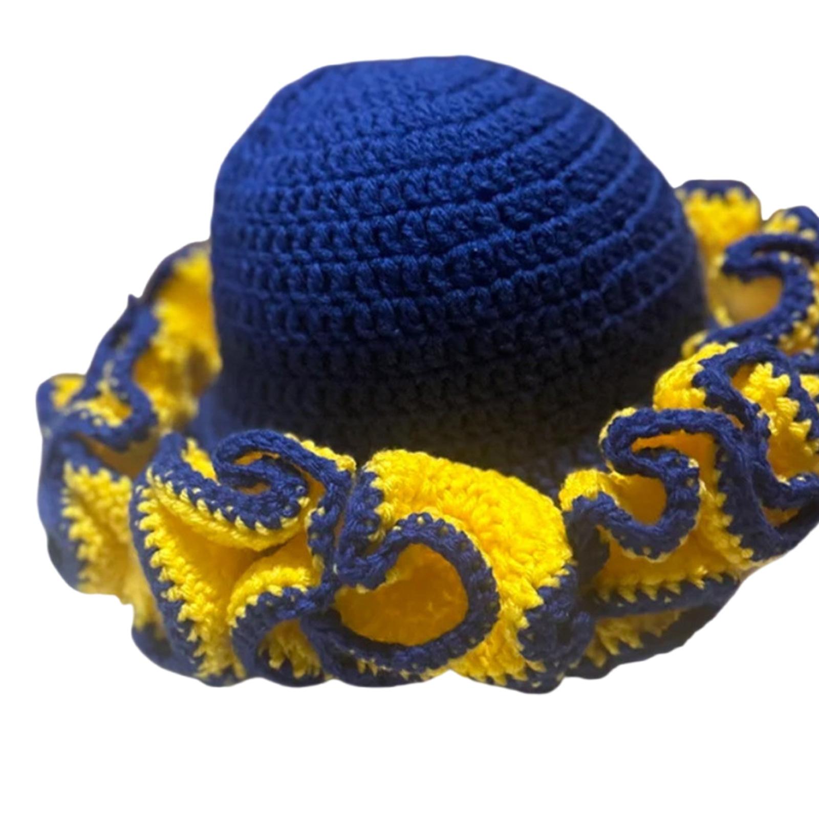 

Вязаная крючком шляпа-панама с оборкой для девочки, элегантная вязаная шапка, зимняя теплая шляпа-ведро, головной убор для женщин, весенне-осенняя шляпа 1