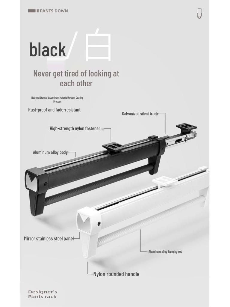 Pull-Out Telescopic Trouser Rack for Wardrobe Closet