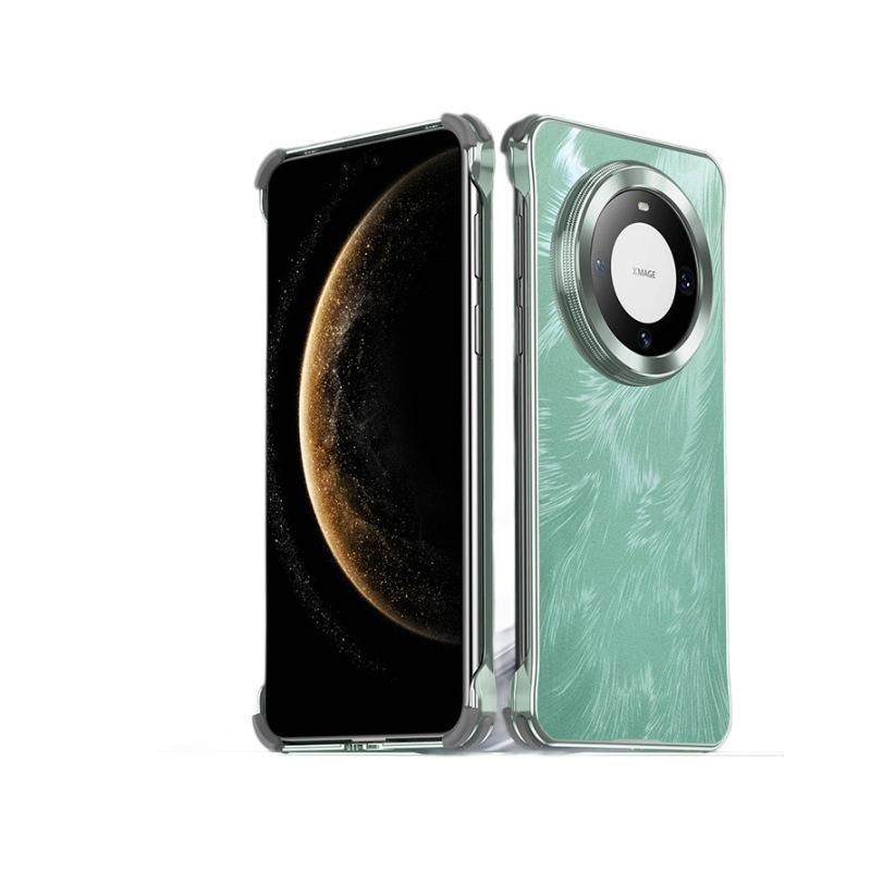 Applicable Huawei mate70pro mobile phone case borderless mate60pro anti-drop ultra-thin metal Internet celebrity men's leather case
