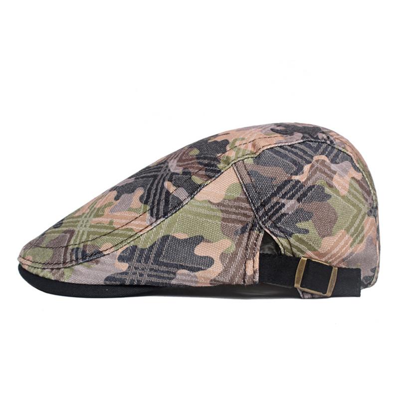 Men Women Scrawl Camouflage Duckbill Beret Cap Hollow Breathable Cotton Adjustable Cabbie Newsboy Driving Hunting Flat Hat