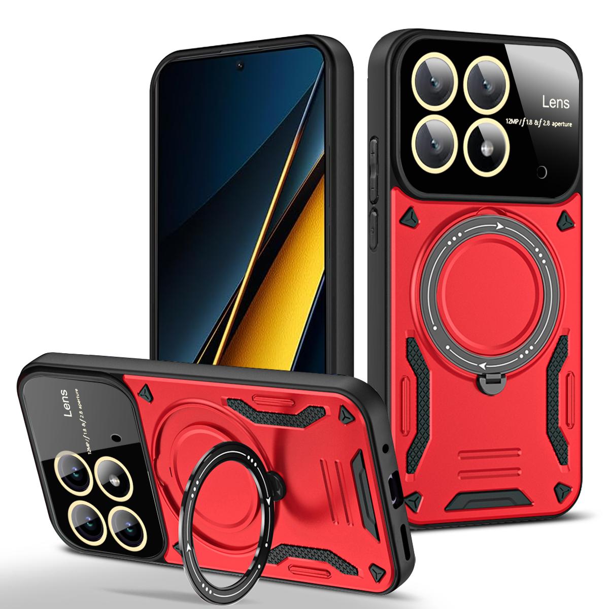 

Чехол-держатель с магнитным кольцом для Redmi A3 Note 13 Pro Plus 4G 5G Xiaomi Poco X6 Pro X6 13T с подставкой Magsafe Len, противоударный чехол с полным зеркалом Redmi A3 красный