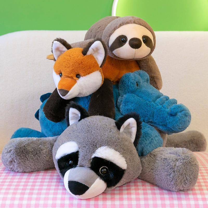 Soft And Cuddly Animal Plush Toy Pillow For Girls Raccoon, Fox, Sloth, Crocodile
