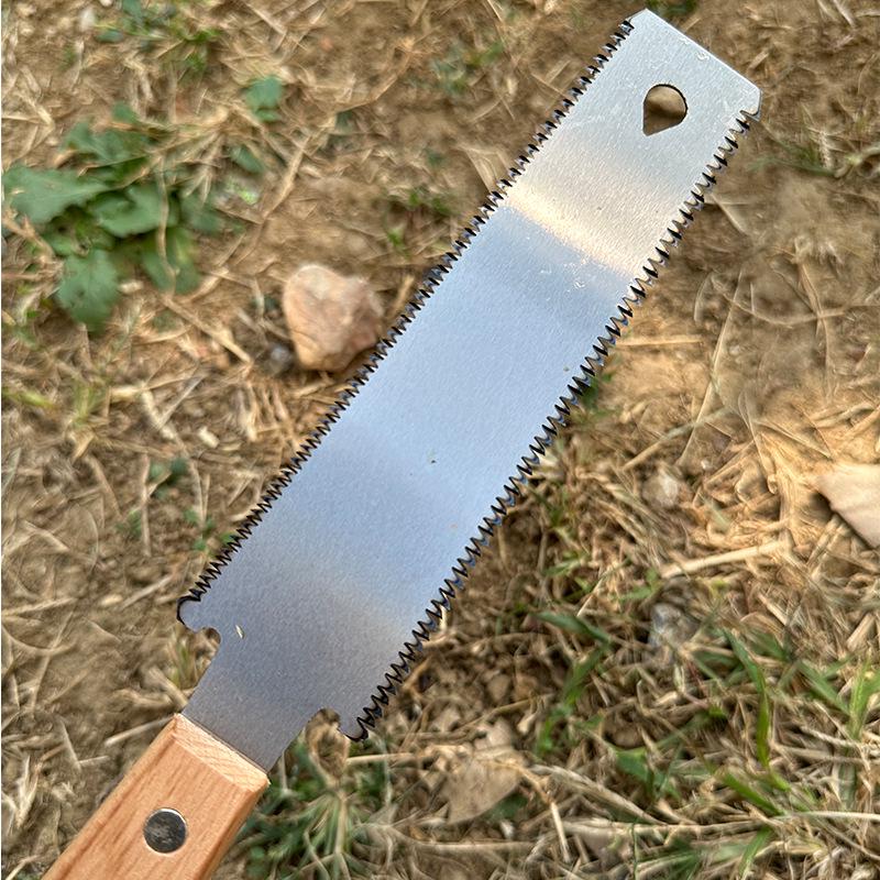 SK5 Double-Edged Wooden Handle Hand Saw with Quenched Sharp Dual-Sided Teeth for Fast, Precise Cuts