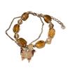 Delicate Butterfly Pendant Bracelet Stylish Double Layer Bangle Ornament Colorful Beaded Handchain Versatile Decor