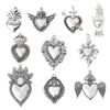 20Pcs 10 Styles Tibetan Style Alloy Pendants Sared Heart Antique Silver 35~58.5x16~42x2.5~4mm Hole:1.6~2.1mm 2pcs/style