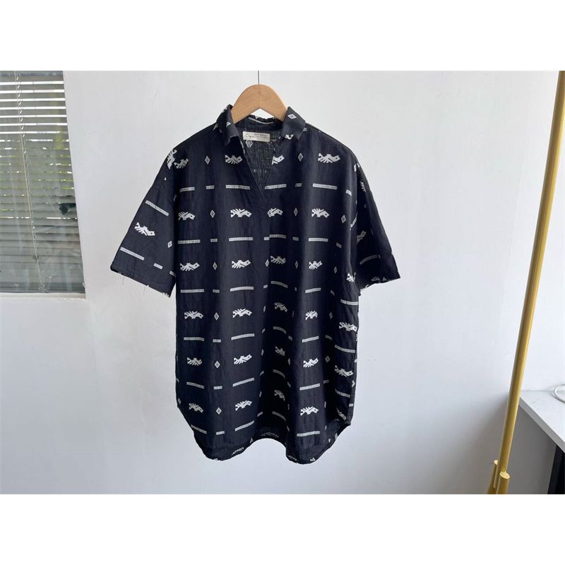 

Мода с небольшим дефектом Мода Рубашка с коротким рукавом Клетчатая Свободная На все случаи жизни С принтом Ретро Японский Художественный Топ Повседневный Y8 Black F