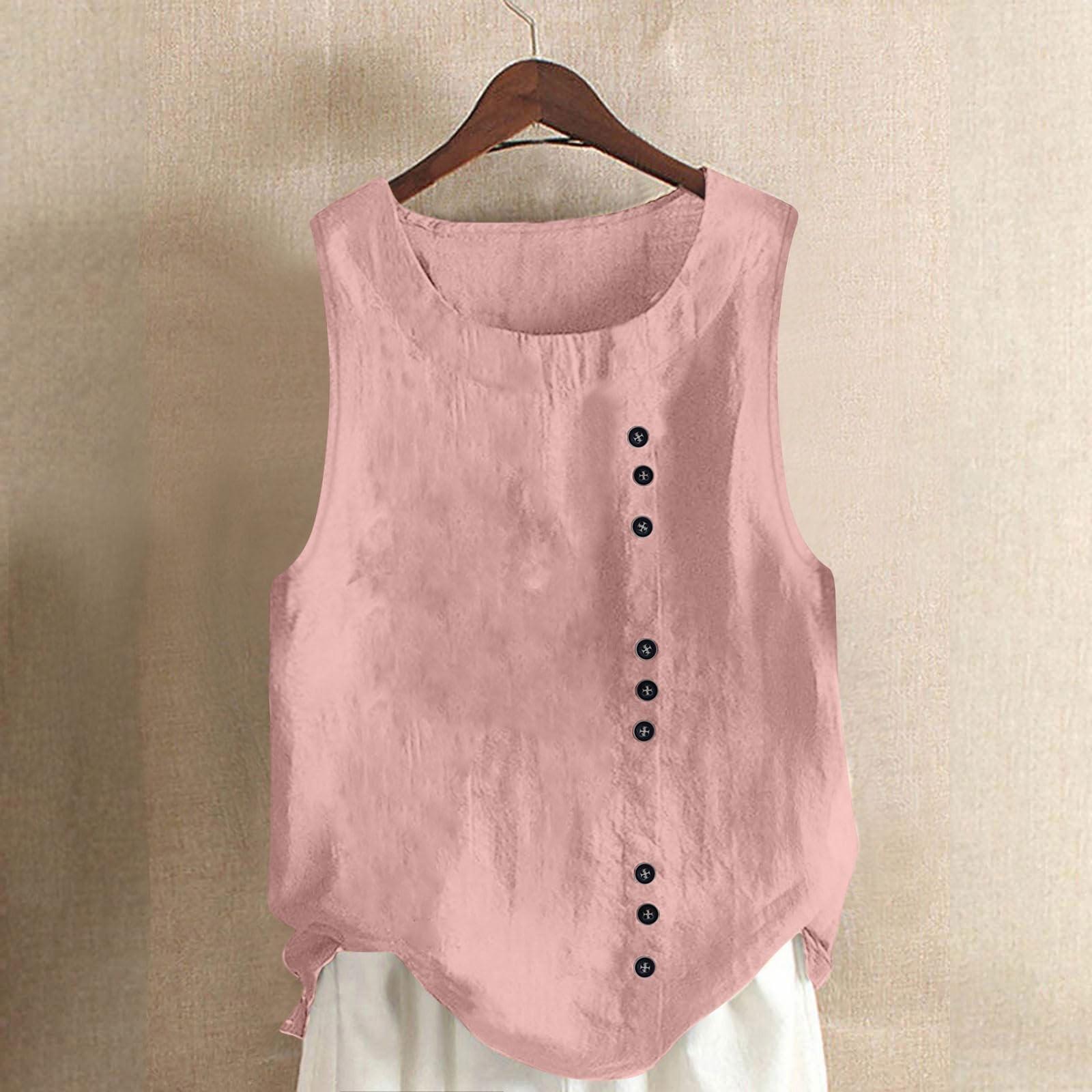 

Женская летняя повседневная безрукавка с круглым вырезом, однотонная свободная хлопковая майка на бретелях XXL розовый