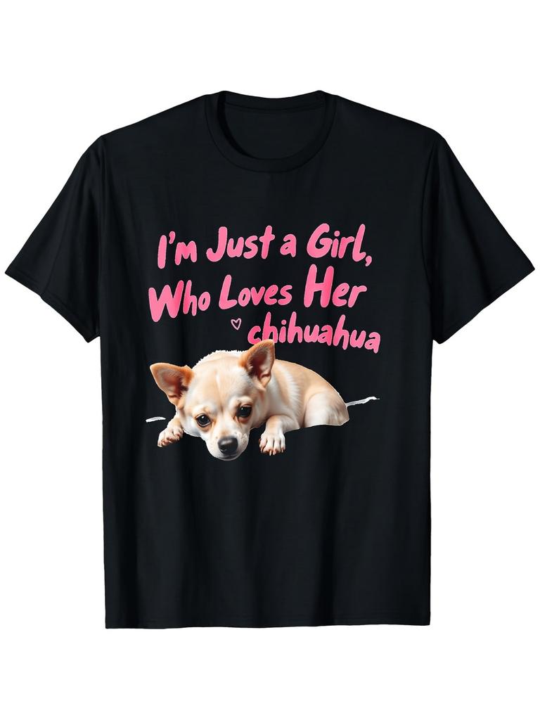 MenS Im Just A Loving Chihuahua TShirt Cool Duck Pattern Black Casual Round Neck D Martial Arts Gift Fabric Weight Sizes S to Xxl Ideal for Summer Out