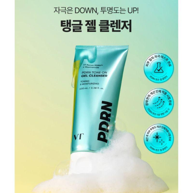 VT Cosmetics PDRN Tone On Gel Cleanser Hydrating Brightening Facial Wash 100ml