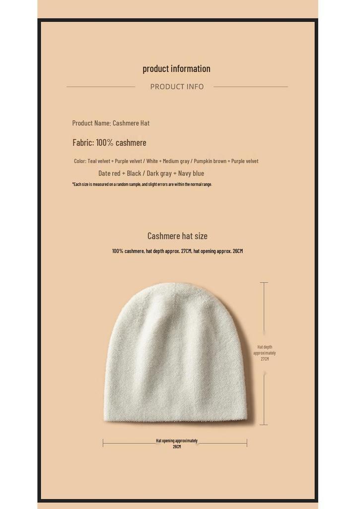 Women's 100% Pure Cashmere Double-Sided Beanie - Warm, Versatile Knit Hat for Autumn/Winter