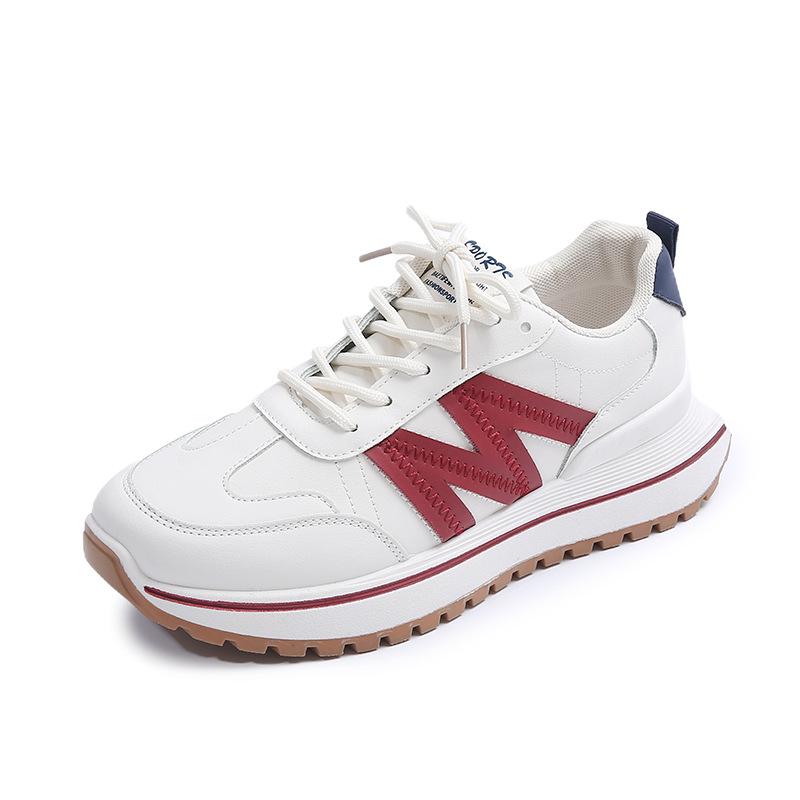 2025 Spring Little White Shoes New Korean Version Ins Female Students Height Increase Platform Sports Board Shoes Casual Shoes Tide