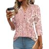 Women’s Relaxed Fit Three Quarter Sleeve Top with Vintage Inspired Pattern Comfortable Lightweight Fabric Stylish Design