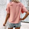 YYFS Women's Fashion Casual Solid Color Print Short Sleeve V-Neck Blouses & Shirts