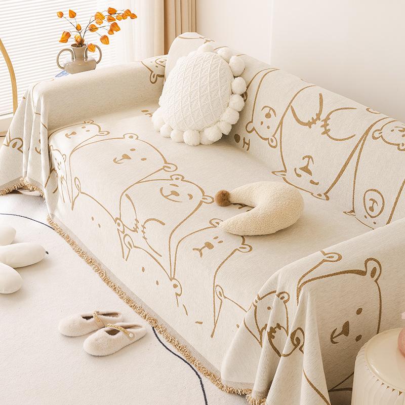 Chenille Sofa Towel Full Cover Cloth Cartoon Creative Sofa Slipcover All-Inclusive Universal Cover Non-Slip Anti-Scratching Sofa Cushion Blanket