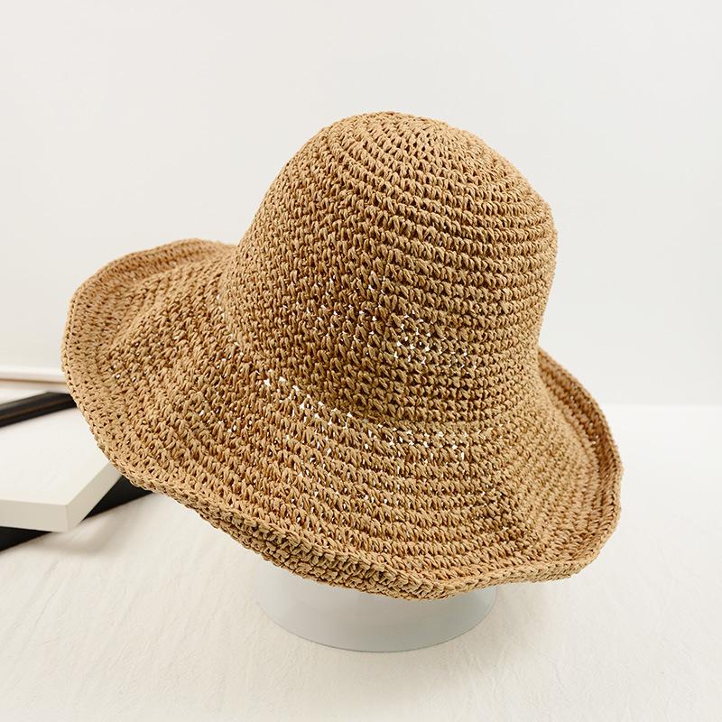 Women's handmade Japanese-style woven straw hat, casual beach hat, sun protection sun hat, fisherman hat, bucket hat, extra large
