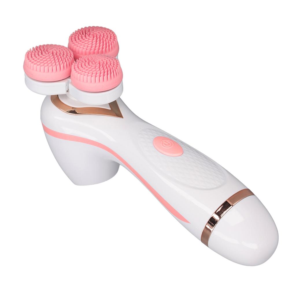 Electric Facial Cleansing Brush 3 Head Massage Facial Exfoliating Silicone Rechargeable Face Scrubber Portable Device