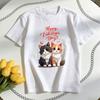 Happy Valentines Day Cats TShirt Woman Man Casual Cotton Graphic T Shirts Oneck Shirt Unisex Adult Couple Shortsleev