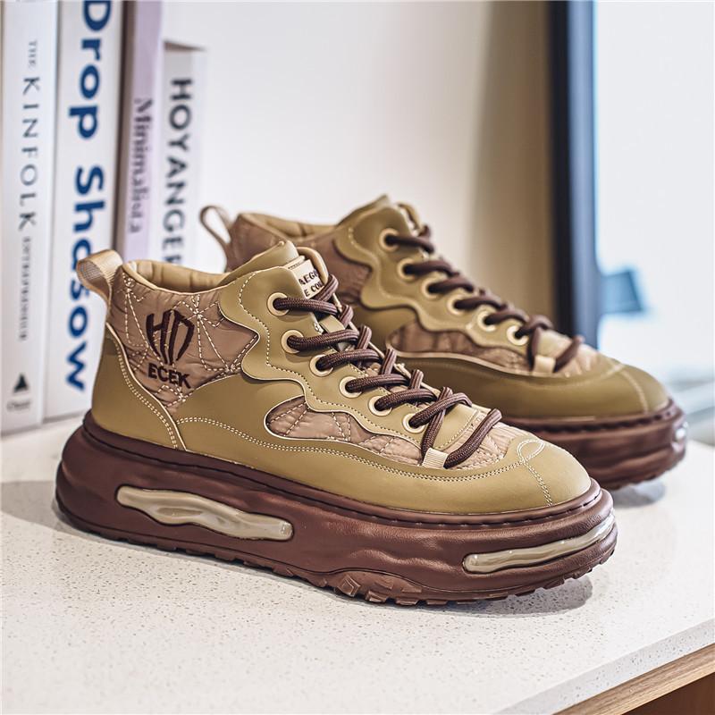 

European station men s shoes winter new thick-soled non-slip heightening casual high-top sports shoes 44