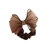 Elegant Netted Hair Elastic With Glittering Rhinestones Bows Decoration Hair Accessories For Ponytails Special Occasion