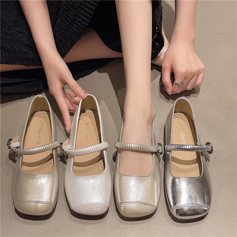 Retro Soft Leather Soft Sole Is Not Tired, Flat Bottom and Shallow Mouth Single Shoes, New Mary Jane Shoes, Women's Lazy Shoes with One Foot